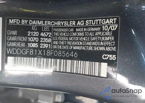 2008 Mercedes-Benz C 300 Luxury 4Matic/Sport 4Matic from USA, damaged, VIN WDDGF81X18F085646